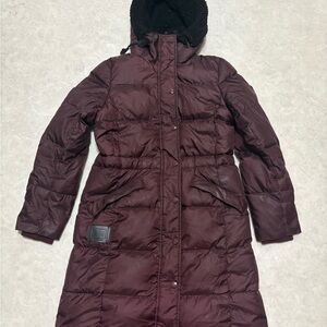Coach Women's Burgundy Hooded Puffer Coat